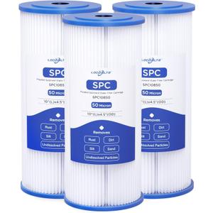 W50PEHD Whole House 50 Micron 10 x 4.5 Pleated Sediment Well Water Filter Cartridge Replacement for R50-BBSA, ECP50-BB, 255492-43, R50-BB, SPC-45-1050, AO-WH-PREL-RPP, FXHSC, W50PEHDA (Pack of 3)