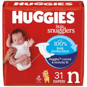 Huggies Size Newborn Diapers, Little Snugglers Baby Diapers, Size Newborn (up to 10 lbs), 31 Count
