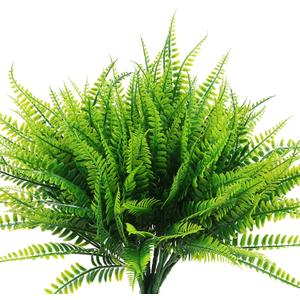 8 Pcs Fake Fern Outdoors - Ferns Artificial Plants for Outdoor Ferns Lifelike Boston Faux Fern Stems Indoor UV Resistant Outdoor Plants Artificial for Porch Greenery Decor