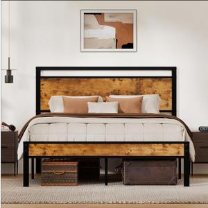 Z-hom Easy Assembly Sturdy Metal Platform Bed, Queen Size Bed Frame with Headboard & Footboard, Anti-Slip & Silent Support, No Box Spring Needed with Underbed Storage, Modern Bedroom Furniture