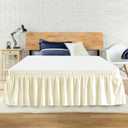 Twin Bed Skirt, Elastic Wrap Around Bed Skirt Twin Size, Bed Skirts for Adjustable Bed, Easy Fit with 18" Drop Length Tailored Drop Dust Ruffle (Light Yellow)