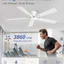 ZMISHIBO 52 Inch Ceiling Fan No Light, Flush Mount Low Profile, Modern White Ceiling Fan Without Light, Remote Control & Quiet DC Motor, for Indoor&Outdoor, Bedroom, Living Room