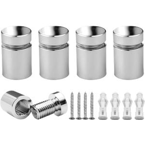 1/2 x 1/2 Inch 4PCS Aluminum Solid Sign Standoff Screws for Acrylic Advertising Screw Wall Fixing standoffs mounts Glass Display Signs (Polished Chrome Color)