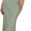 Phicia Summer Satin Spaghetti Strap V Neck Midi Dresses for Women Wedding Guest Elegant Flower Backless Cocktail Formal Dress (Green, XS)