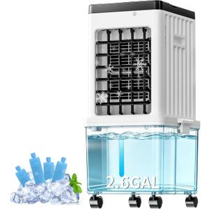 Portable Air Conditioners, Swamp Cooler Portable AC Unit with Removable 2.6 Gal Water Tank, Windowless Evaporative Air Cooler with 3 Speeds for Bedroom & Office, Fast Cooling Portable AC for Home Use