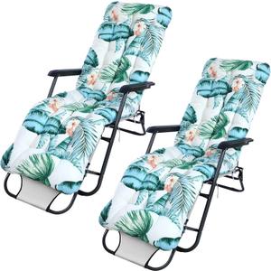 Sintuff 2 Pcs Chaise Lounge Chair Cushion for Outdoor 67 x 21 Inch Tropical Patio Lounge Chair Cushion Set of 2 with 8 Ties for Summer Outdoor Living Furniture Pool Balcony Camping Beach Seating