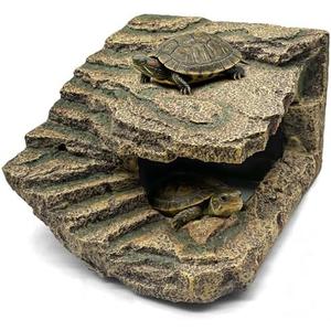 Tfwadmx Large Turtle Basking Platform,Bearded Dragon Hide,Reptile Hideout | Reptile Cave Hides with Basking Area, Turtle Tank Accessories for Lizards,Geckos,Tortoises,Frogs