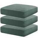 MAXIJIN Velvet Stretch Cushion Covers Fitted Couch Cushion Slipcovers Sofa Seat Cushion Covers for Individual Cushions with Elastic Bottom (3 Piece Sofa Seat Slipcovers, Pea Green)