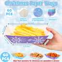 Ctosree 60 Pcs Winter Snowflake Paper Food Trays Blue and Purple Snowflake Winter Wonderland Disposable Paper Snack Bowl for Holiday Birthday Party Supplies Decorations