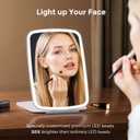NEZZOE Rechargeable Folding Makeup Mirror with LED Lights, 10" x 7" Large Travel Mirror, 3 Lighting Modes, 2000mAh Battery & Magnetic Closure