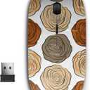 2.4G Ergonomic Portable USB Wireless Mouse for PC, Laptop, Computer, Notebook with Nano Receiver (Beige Brown Orange Roses)