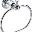 WOLIBEER Chrome Towel Ring,Crystal Hand Towel Holder,Bath Oval Hand Towel Rack Hanger Wall Mounted Bling Bathroom Accessories