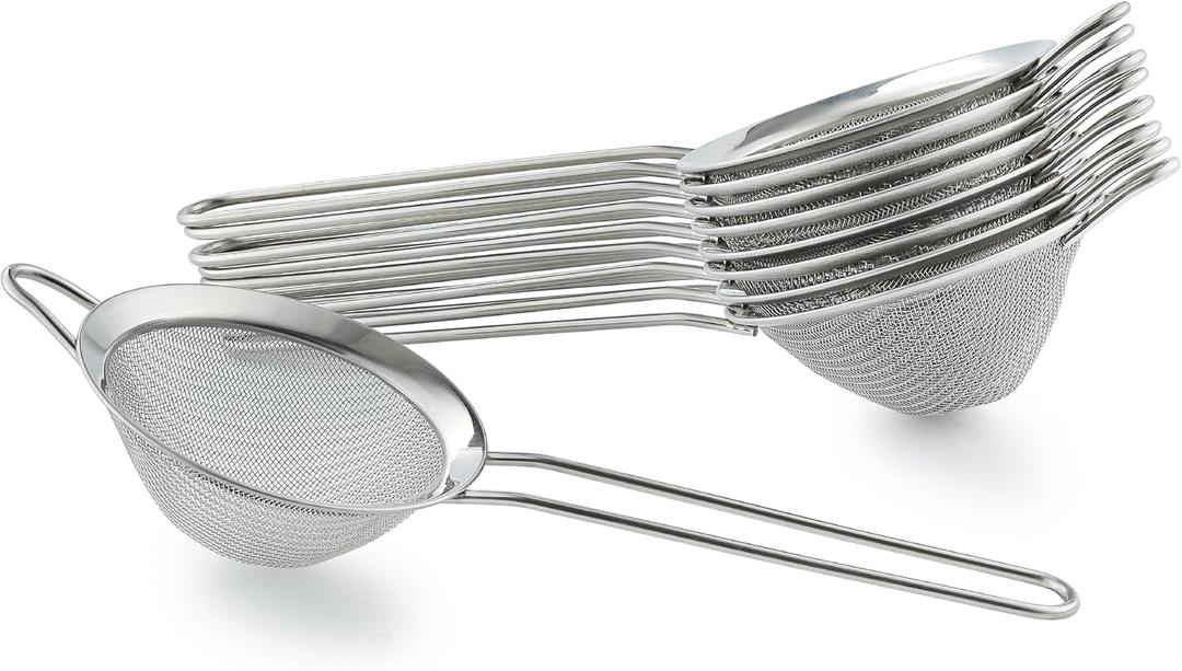 9 Pack Fine Mesh Strainer, OLULU Stainless Steel Cocktail Strainer Set with Handle for Tea, Coffee, Juice Dishwasher Safe