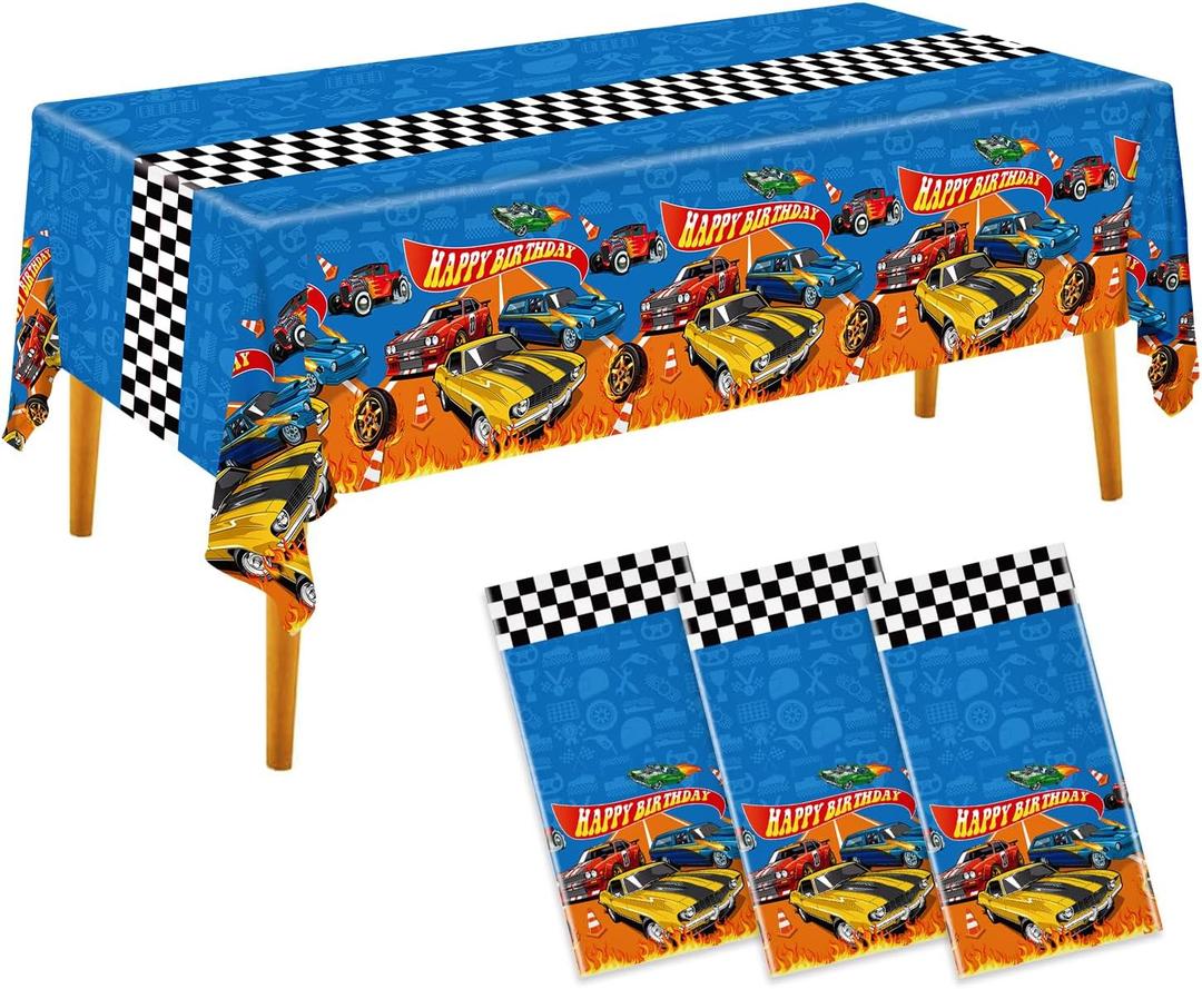 2 pack Racing Car Birthday Party Decorations Race Car Party Tablecloth Plastic Tablecloths Disposable Rectangular Watercolor Table Cover Kids Boys Birthday Decor 54 * 108inch, 54X108 Inches