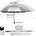 G4Free 54 Inch UV Protection Golf Umbrella Auto Open Vented Double Canopy Oversize Extra Large Windproof Sun Rain Umbrellas (Black Silver)