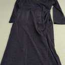 ZOMVA Plus Size Maxi Sparkly Dress High Slit Formal Evening Gown Cocktail Prom Glitter V-Neck Wrap Bell Sleeves, Navy Blue, 2XL