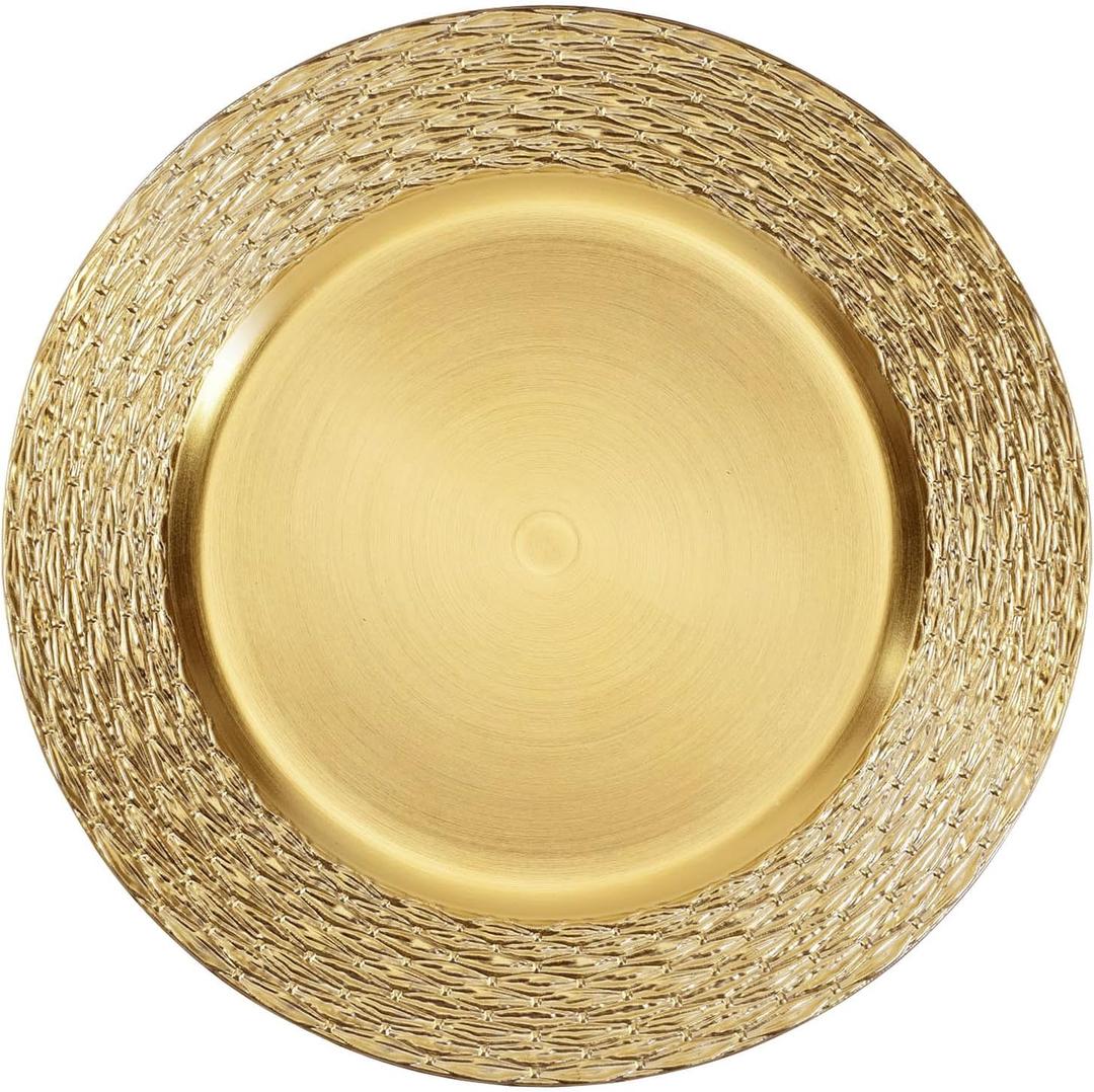 13" Chargers for Dinner Plates, Set of 6 Chargers for Dinner Plates, Plates for Party Table Decor (Gold)