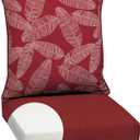 Arden Outdoor Deep Seat Cushion Set, Foam, 24x24, Red Leaf Palm | Sofa, Couch, Conversation Set, Premium High-Density Foam, Never Flattens, Mold and Mildew Resistant