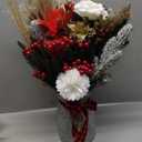 RyddeligHome Christmas Centerpieces for Tables, Holiday Table Decor, 100pcs Christmas Floral Arrangements in Vase, Pottery Xmas Decorations, Artificial Poinsettia Red Berry Pine Branches