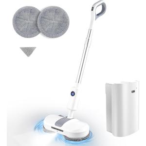 Cordless Electric Mop, Detachable Charging,Dual Motor Powerful Spin, Cordless Mop with LED Headlight/Water Sprayer, 250ML Large Water Tank Spin, Quiet Cleaning & Waxing-Suitable for Multi-layer Floors (Large/Digital display/2000mAH)