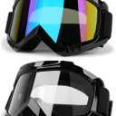 Dirt Bike ATV Goggles 2 Pack Motorcycle Gear for Men Women Motocross Bike Riding Offroad Helmet Goggles Ski UV400 Anti-Fog Scratch Dustproof Adult Youth KidsColor+Clear
