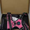 PHOEPET Reflective Dog Harness Large Breed Adjustable No Pull Vest with Handle 2 Metal Rings 3 Buckles [Easy to Put on & Take Off](L, Pink)