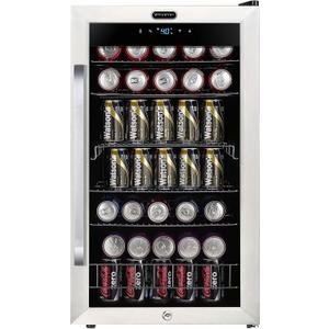 Whynter Beverage Refrigerator with Double-Layer Glass Door, 136-Can 3.4 Cu. Ft. Drink Mini Fridge with Lock & Digital Control, BR-1211DS, Stainless Steel