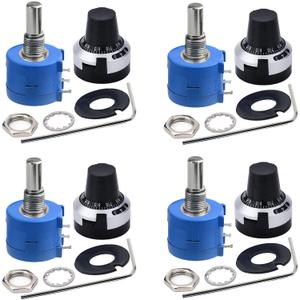 4pcs 3590S-2-103L 10K ohm Rotary Potentiometer 10-Turn Wire Wound Precision Multi Turn Wirewound Potentiometer