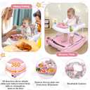 Foldable Baby 5-in-1 Activity Walker - Rocker, Activity Center, Bouncer, Seat Walker, Push Walker - Adjustable Speed Rear Wheels and Height Toys Ages 6-18 Months(Pink)