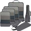 BAGAIL 4 Set/6 Set/8 Set Compression Packing Cubes Travel Accessories Expandable Packing Organizers (Half Mesh, 6-Dark Grey)