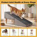 2-in-1 Folding Dog Ramp & Stairs for Small Dogs and Cats Split Ottoman for Couch/Bed, with Removable Washable Anti-Slip Mat & Cleaning Brush, Light Grey