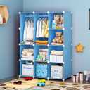 VIPZONE Baby Dresser, Kids Closet Organizers, Portable Kids Wardrobe for Closet, Bedroom, Nursery, Cubby, Cabinet, Clothes, Dress, Baby Storage Shelf, Armoire Clothes Hanging (Blue)