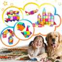 100pcs Magnetic Tiles Magnetic Building Blocks for Toddlers 3 4 5 6 7 Year Old Boys Girls Educational Magnet Blocks Christmas Birthday Gift Toys for Kids Ages 4-8 Sensory Toys 1-3