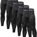 LNFINTDO Men's Compression Pants 5 Pack Athletic Running Gym Tights Cool Dry Thermal Base Layer Workout Leggings for Sports XL