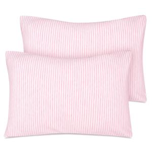 Zenssia Organic Cotton Toddler Pillowcase/Travel Pillowcase Pack of 2 Set 13x18 Inches with Envelope Closure - Soft & Breathable Baby Pillow Case Cover Pink Stripe