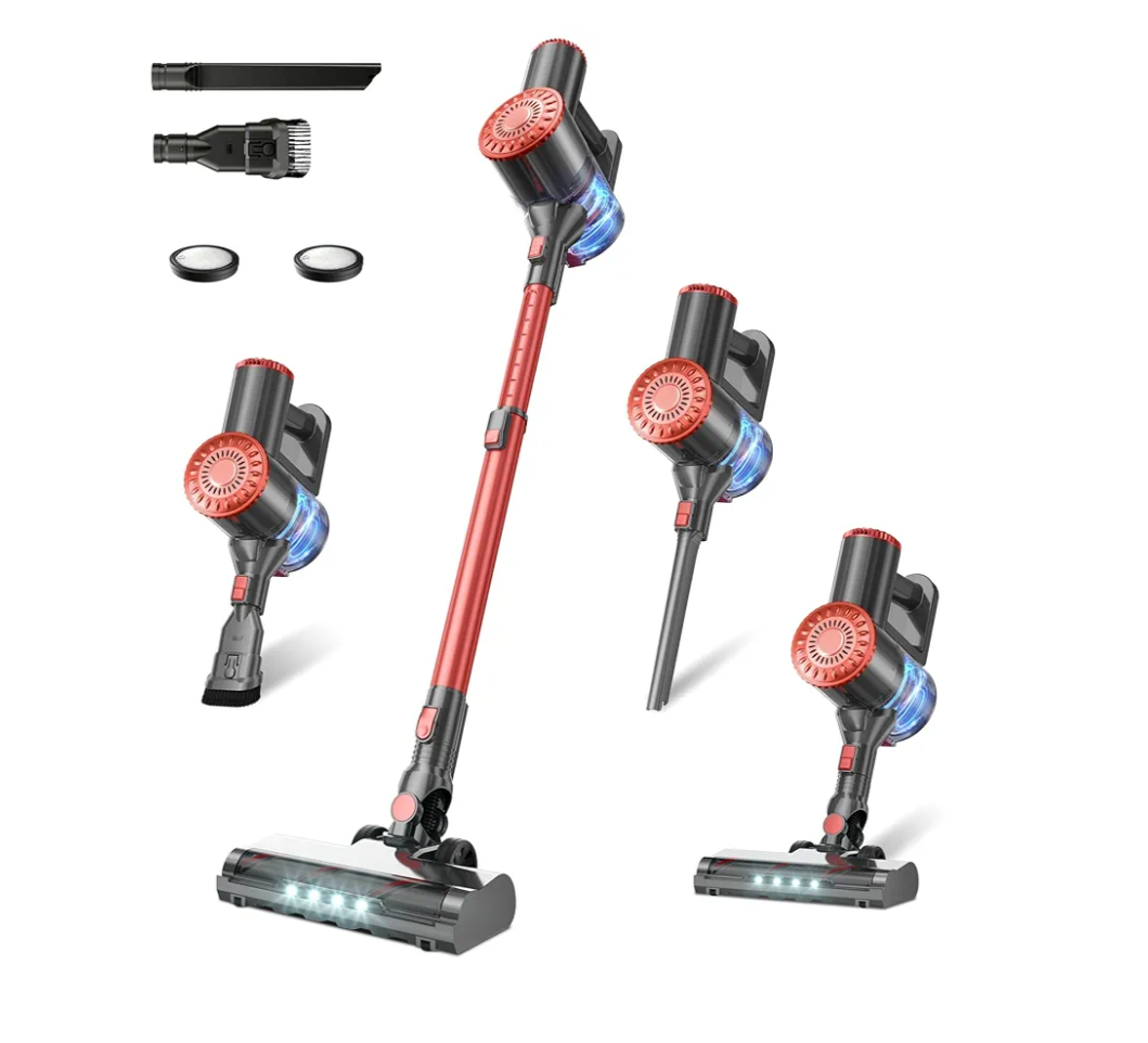 Cordless Vacuum Cleaner with Self-Standing, Powerful Stick Vacuum Cleaners for Home, 8-in-1 Lightweight Rechargeable Vacuum, 7-Layer Filtration,Ideal for Carpet, Pet Hair, Hardwood Floors
