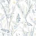 Floral Peel and Stick Wallpaper Vintage Floral Contact Paper Boho Blue and White Leaf Wallpaper Self Adhesive Removable Wall Paper for Bedroom Home Decoration Vinyl 17.3" x 394"