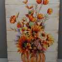 Yidepot Sunflower Kitchen Pictures Wall Decor: Vintage Inspirational Wooden Background Sun floral Vase Print for Girls' Bedroom Yellow Blooming Flowers Framed Ready to Hang (16"x24"x1 Panel)