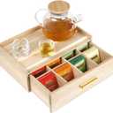 Acacia Wood Tea Bag Organizer, Tea Organizers and Storage Box, Tea Caddy for Tea Bags Storage Drawer, Teabag Holder Container Boxes for Countertop, Tea Station Chest Display Wooden, Organizador De Te