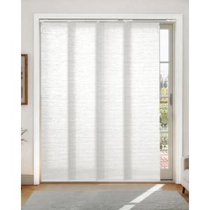 Lazblinds Adjustable Vertical Blinds - Woven Texture Paper Panel Blinds for Patio Doors & Room Dividers, Extendable Track (45 3/4" - 82 5/8" W), Trimmable to 96" H, SleekLoom White