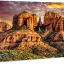 Arizona Wall Art Sedona Cathedral Rock Mountain Wall Decor Nature Sunset Desert Painting Canvas Prints Western Country Landscape Photography Prints Modern Artwork for Office Bedroom Decorations 30x60", 57.8"L x 30"W