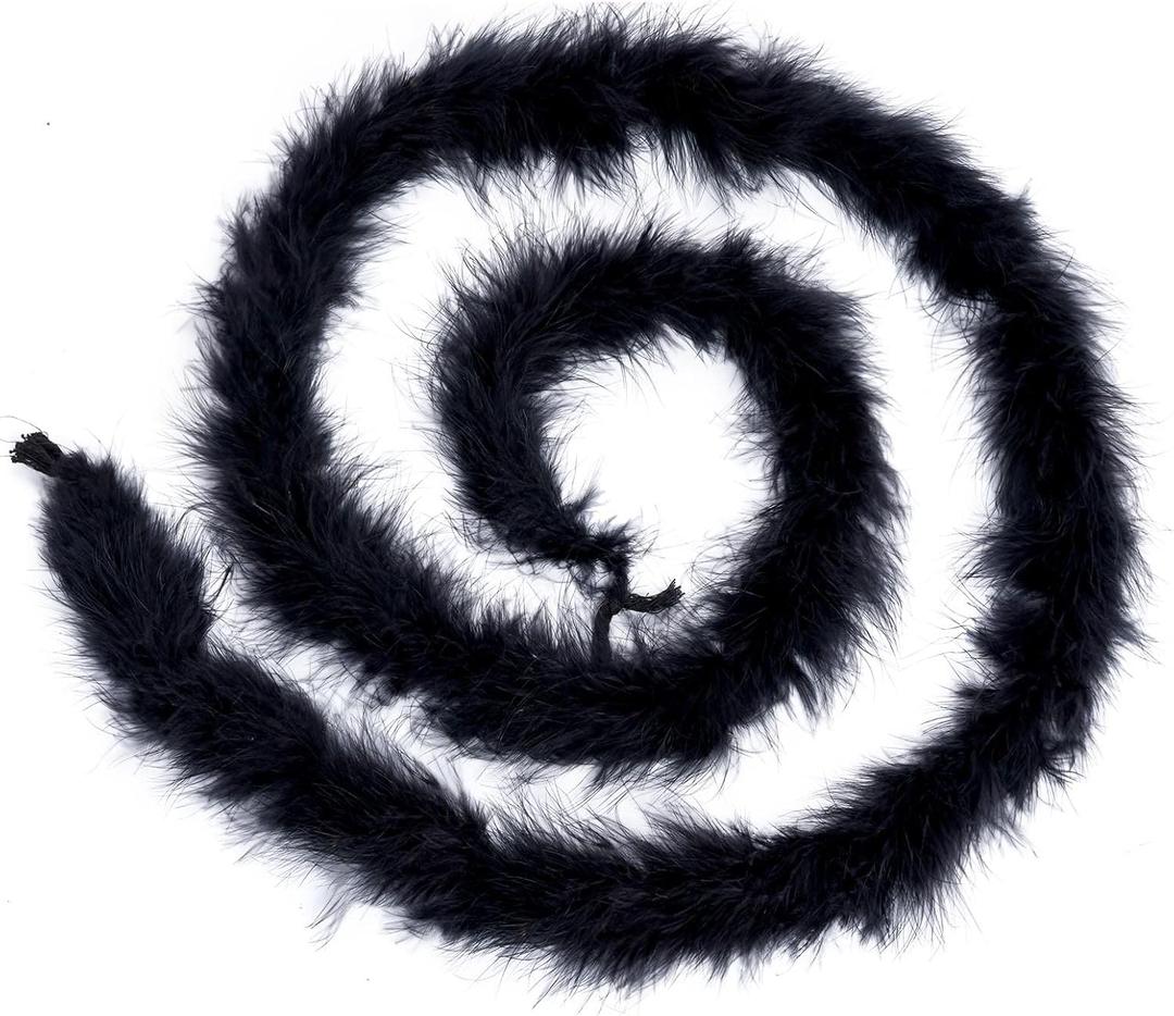Dxhycc 2 Yards Marabou Feather Boa for Crafts Wedding Party Halloween Costume Christmas Tree Decoration 20 Grams, Black