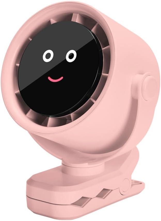 USB Clip on Fan Portable Small Fan 5 Speed Strong Airflow Quiet Desk Fan (Pink)