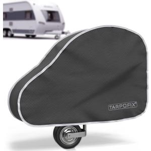 Tarpofix Trailer Hitch Cover Waterproof & Breathable | Premium Tongue Jack Cover Fit for RV & Trailer | Tow Hook Cover with Double-Click-Fastener | Tow Hitch Cover, Trailer Jack Cover, RV Jack Cover (Black)