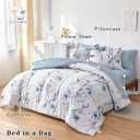 6 Piece Bed in a Bag Twin Comforter Set with Sheets, Blue Flower Branch on White Botanical Bedding Sets for Kids (1 Comforter, 2 Pillow Shams, 1 Flat Sheet, 1 Fitted Sheet, 1 Pillowcases)