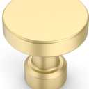 Amerdeco 10 Pack Brushed Gold Kitchen Cabinet Knobs Single Hole Cabinet Pulls Round Gold Drawer Knobs Dresser Knobs and Pulls for Bathroom Cabinets K0012