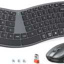 MEETION Ergonomic Keyboard and Mouse Wireless, Split S-Curve Design, 2.4G Wireless & Dual Bluetooth, Slim Low-Profile Rechargeable Full Size Keyboard, 4 DPI Mouse for Windows Mac PC Laptop Computer, Q