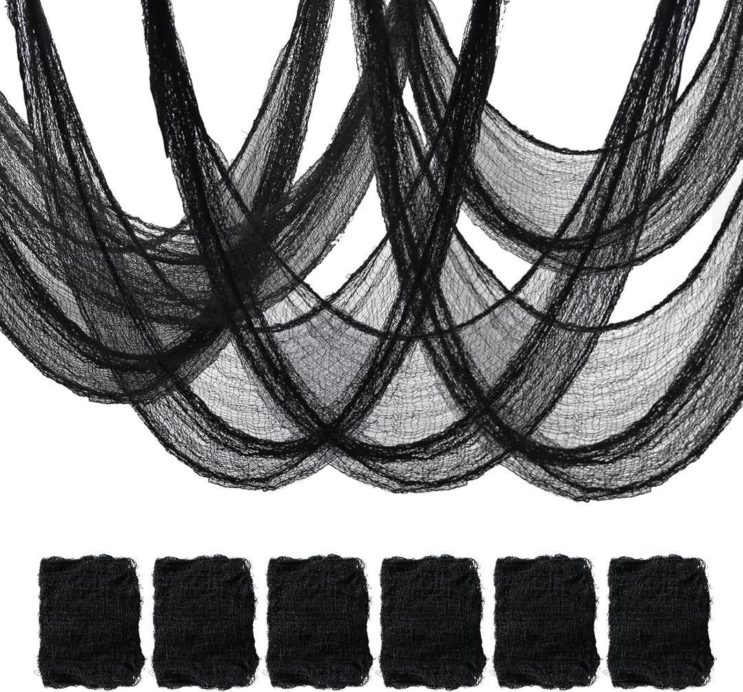 6 Pack Black Halloween Creepy Cloth (30 x 72 Inch), Halloween Gauze, Creepy Gauze for House, Outdoor, Yard and Halloween Decoration Indoor