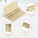 6 Pack Gold Ball Bearing Door Hinges, 4.0 x 4.0 Inches Heavy-Duty Stainless Steel Door Hinges for Exterior & Interior Doors, Square & 5/8'' Radius Corner