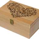 EXISTING Wooden Memory Keepsake Box, Floral Heart Engraved Large Keepsake Boxes with Lids, Memory Box Keepsakes Gift for Anniversary, Wedding, Memory, Birthday, Valentines Day, for Office or Home (9.8"L x 7.8"W x 4.1"H, Khaki)